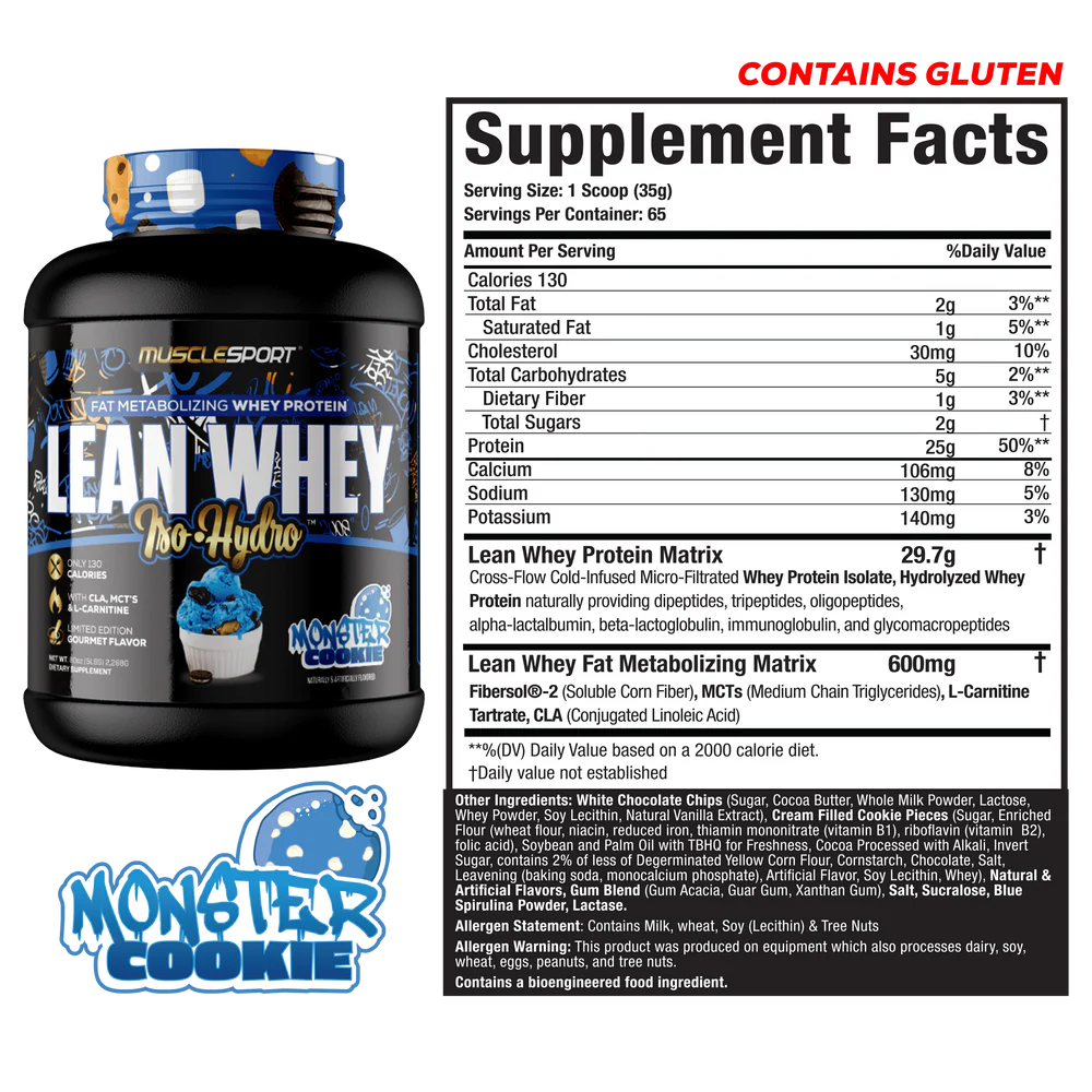MUSCLE SPORT Lean Whey® Iso Hydro Gourmet Protein 5lb - Standard