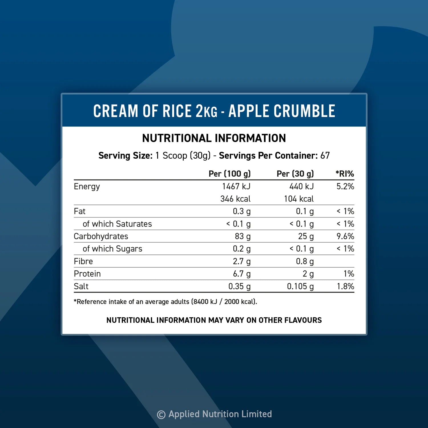 Applied Nutrition Cream of Rice Apple Crumble 1 kg